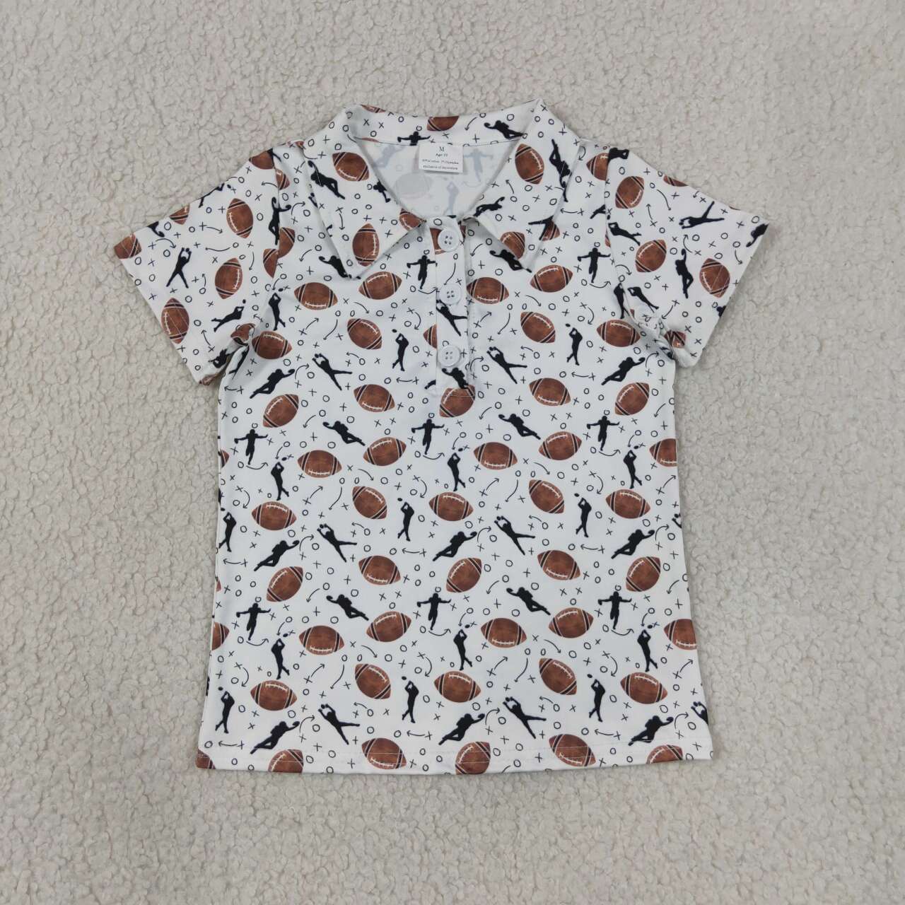 NEW RTS NO MOQ milk silk BT1324 Baby Boys Football Print Button Down Polo Tops Team Sports Shirts