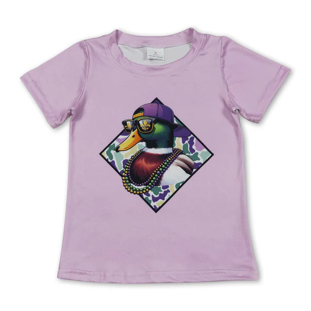 RTS NO MOQ milk silk BT1415+SS0076 Baby Boys Girls Short Sleeve Mardigras T-shirts Top Short Set