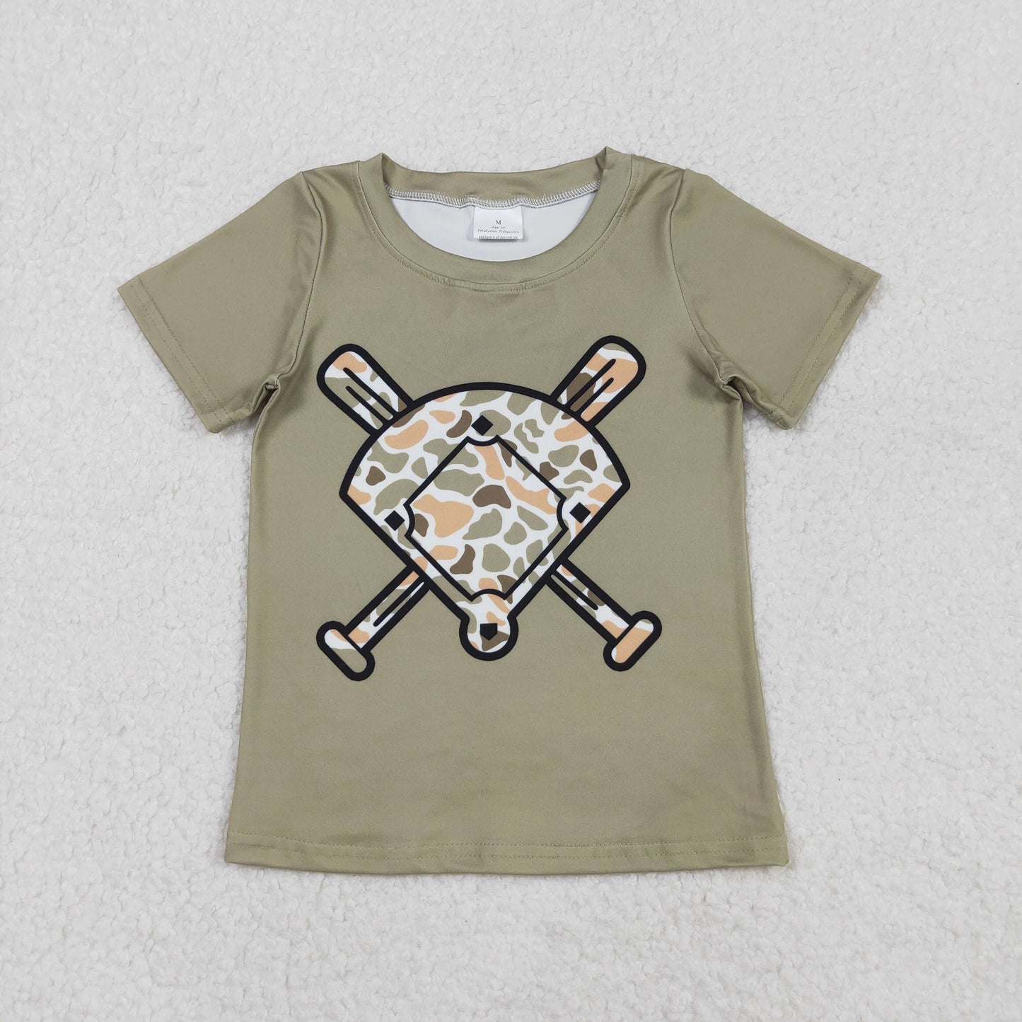 RTS NO MOQ Sibling baby boy clothes Camouflage Fan Baseball Short-Sleeve Shirts