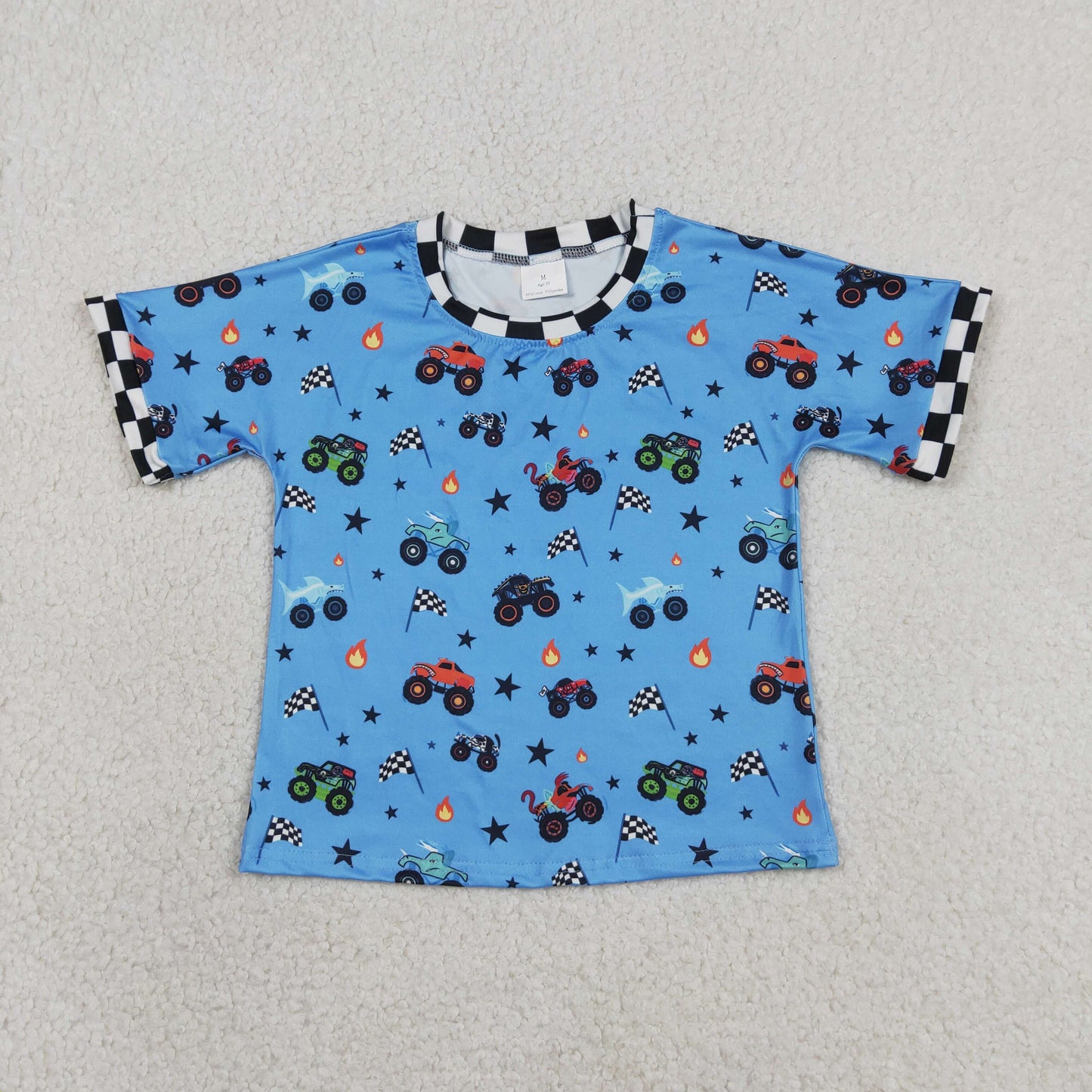 RTS NO MOQ milk silk BT1496+P0950 Baby Boys 4th of July Car And Flag Print Top With Pockets Jogger Pants Set