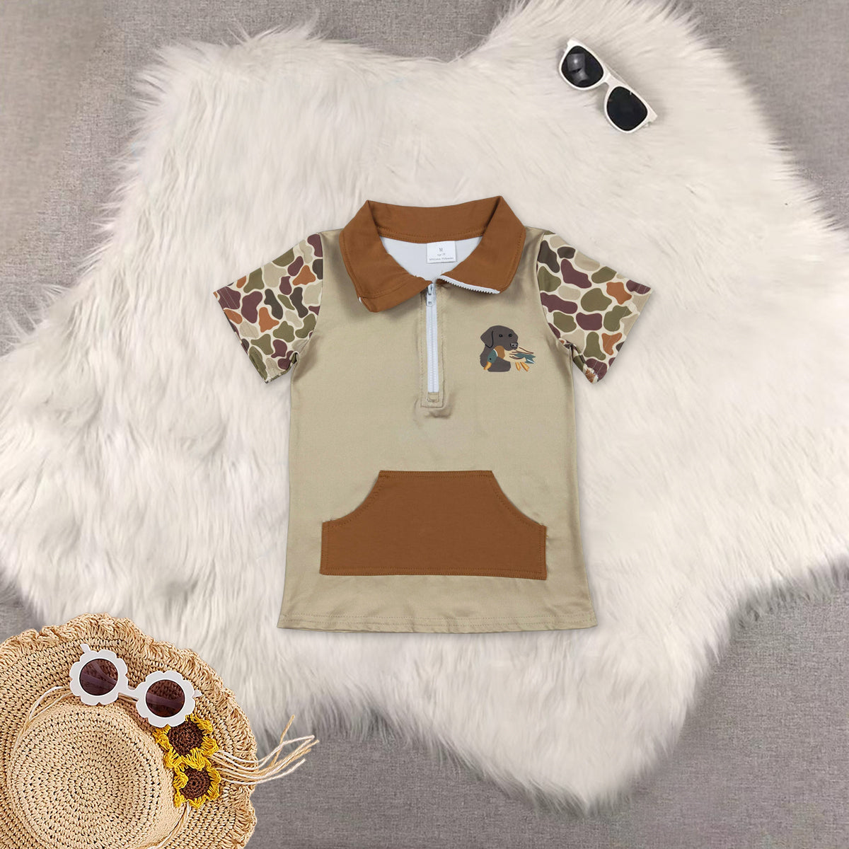 RTS NO MOQ Sibling baby girl clothes duck camouflage Short-Sleeve Tops