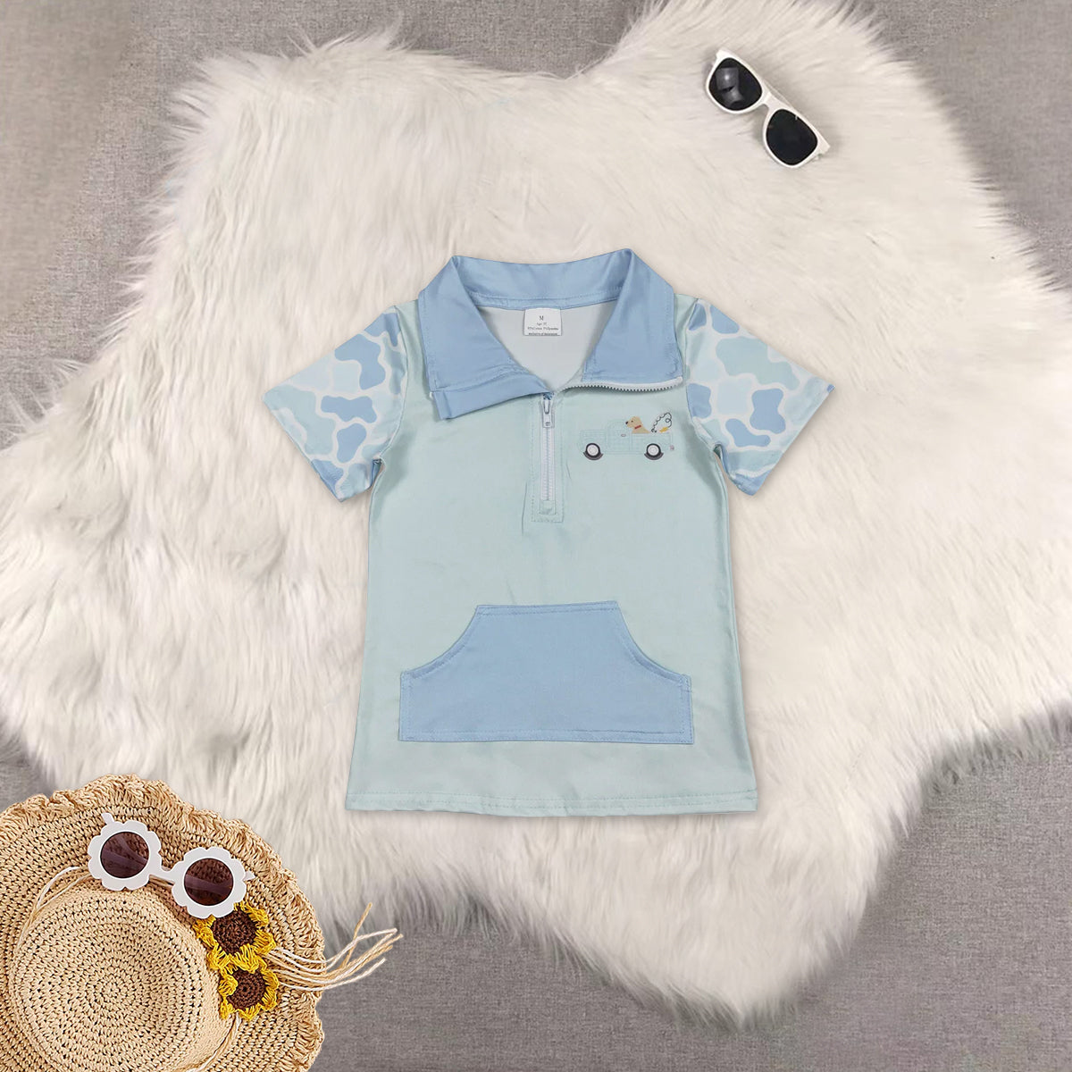 RTS NO MOQ Sibling baby girl clothes duck camouflage Short-Sleeve Tops