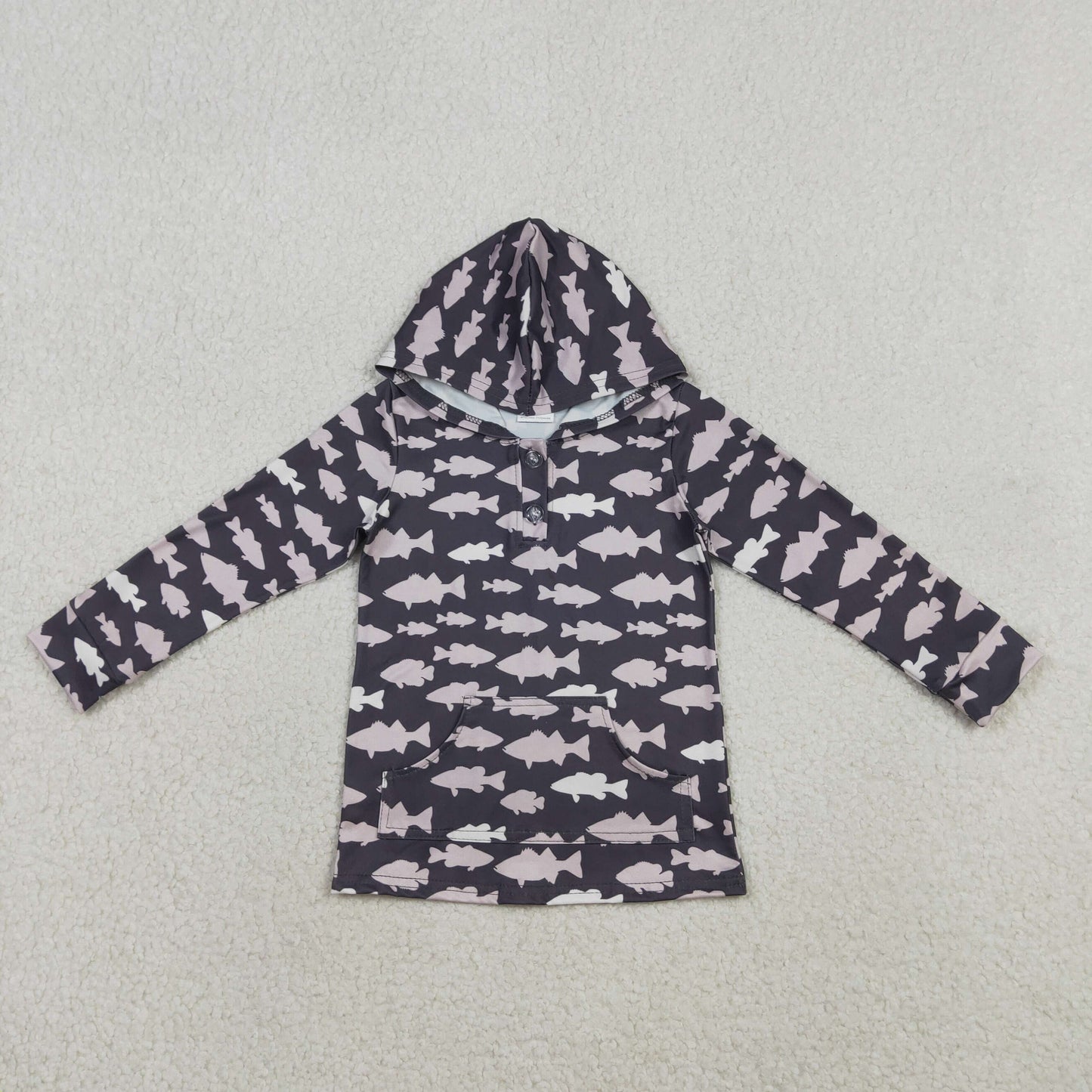 RTS NO MOQ BT1545 Baby Boys Plaid Hunting Hoodie Top with Button Pockets