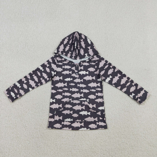 RTS NO MOQ BT1545 Baby Boys Plaid Hunting Hoodie Top with Button Pockets