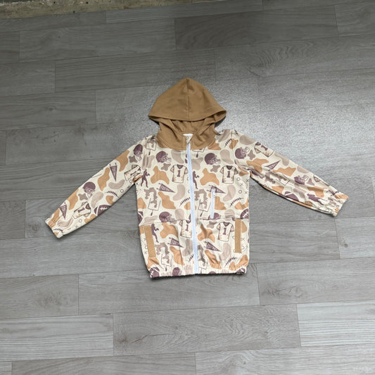 (Sample) No moq milk silk BT1570 Baby Boys Long Sleeve Khaki Camo Football Hunting Full Zip Hooded Outerwear With Pockets
