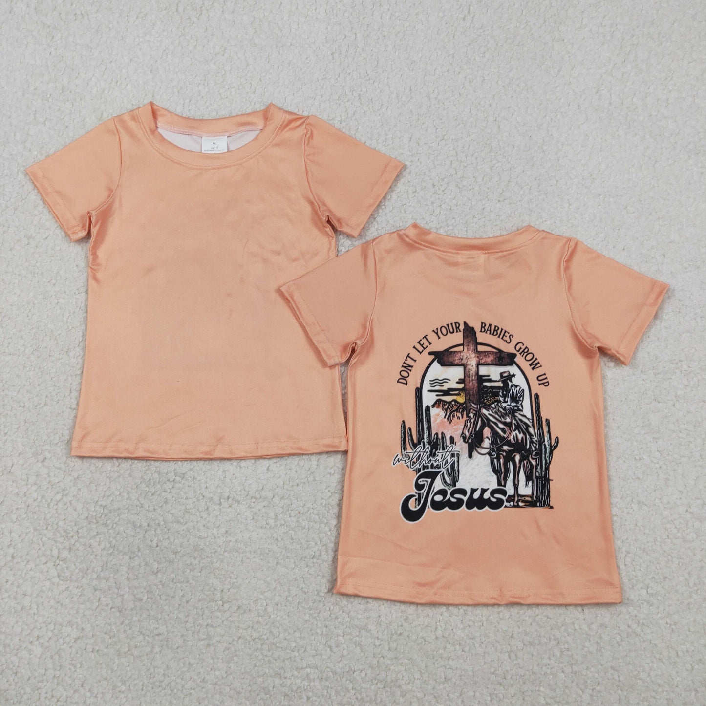 RTS NO MOQ BT1618+SS0773Boys Short Sleeve Cactus Horse Rodeos Western T-shirts Top Girls Brown Camo Yoga Active Ruffle Shorts