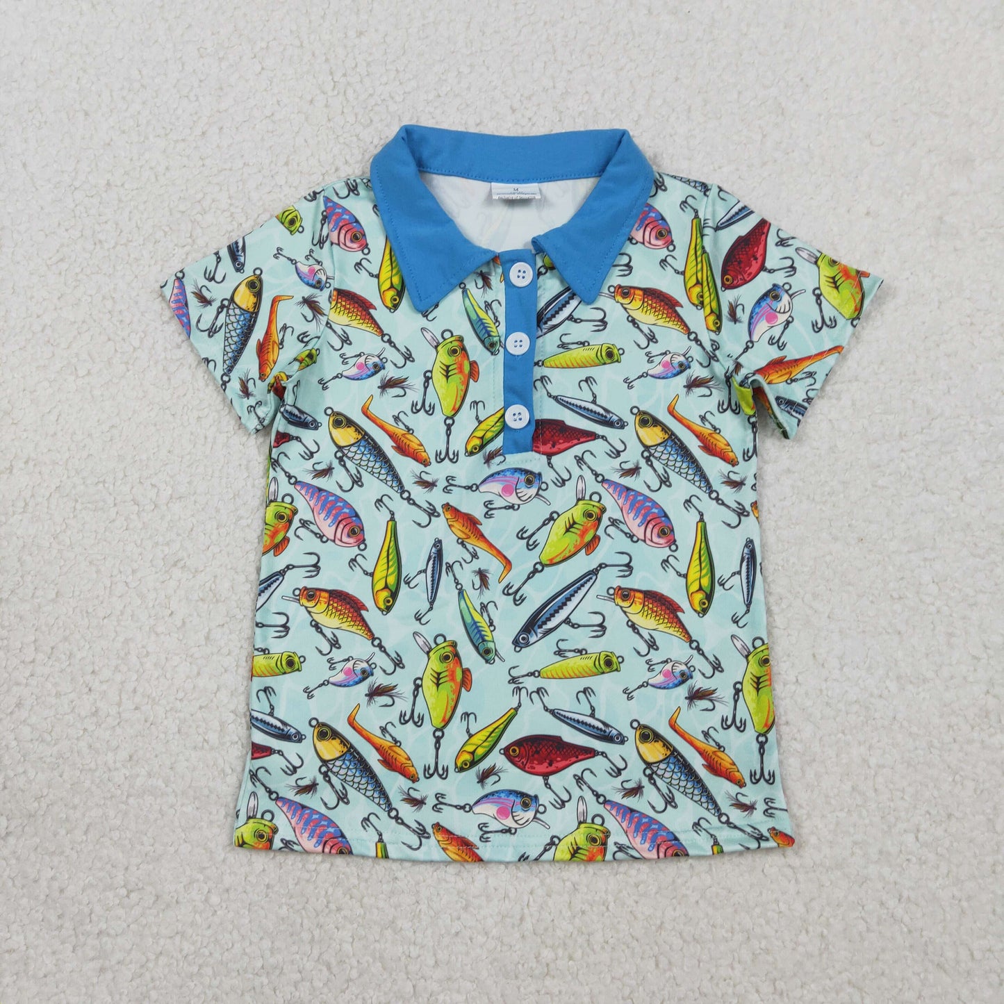 RTS NO MOQ BT1661 Baby Boys Short Sleeve Button Polo Shirts Fishing Hunting Top Casual Outfit for Kids