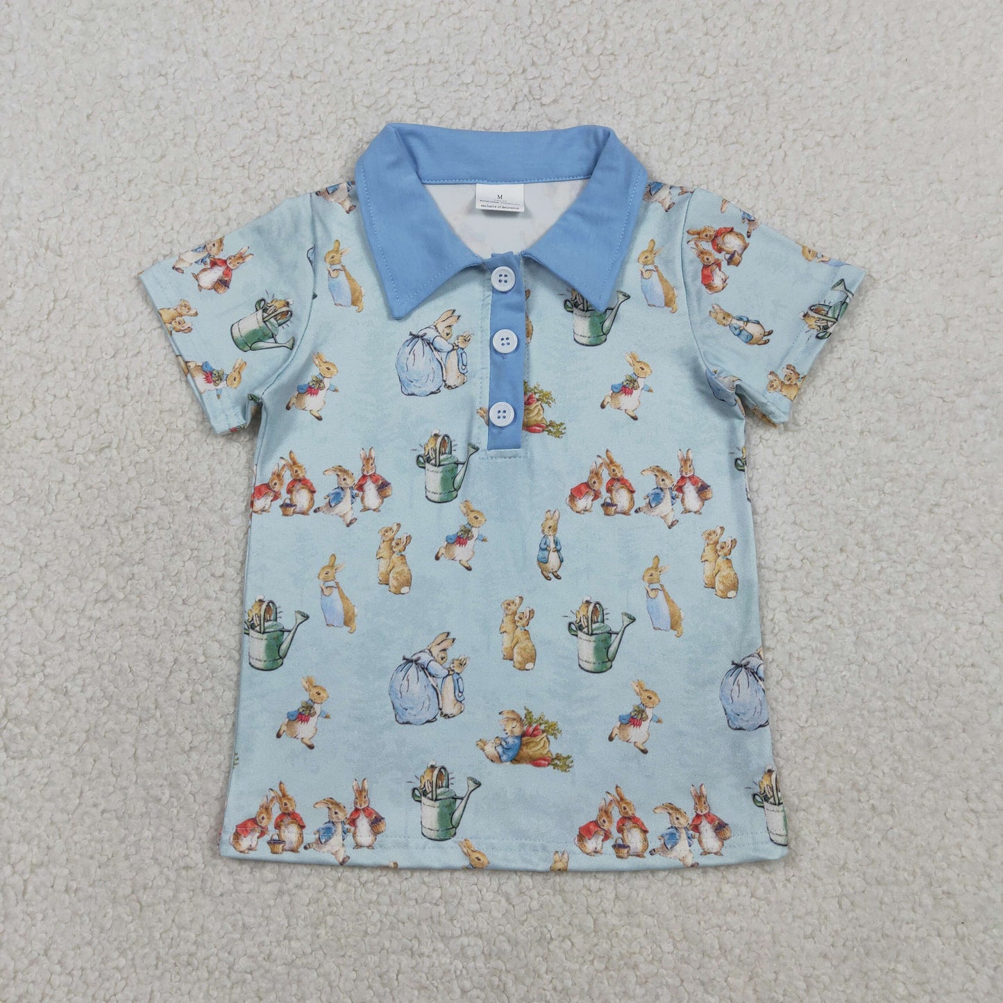 RTS NO MOQ Sibling Baby Girls Easter Outfit Set with Flutter Sleeve Tunic And Ruffle Shorts Boys Polo Shirt Top with Rabbit Bows