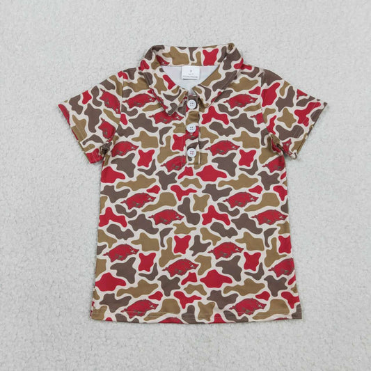 RTS NO MOQ BT1693 Baby Boys Southern Camo Team Button Polo Shirts Short Sleeve Top