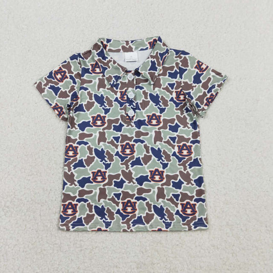 RTS NO MOQ BT1694 Baby Boys Southern Camo Team Button Polo Shirts Short Sleeve Top for Kids