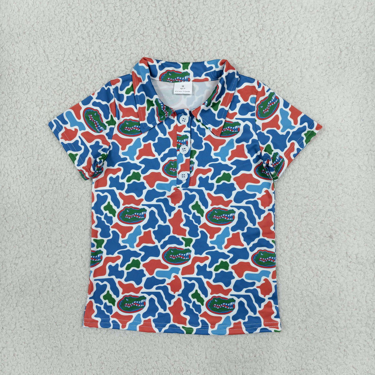 NEW RTS NO MOQ milk silk BT1695 Polos For Kids Boys Camo Team Button Polo Shirt Top for Infants