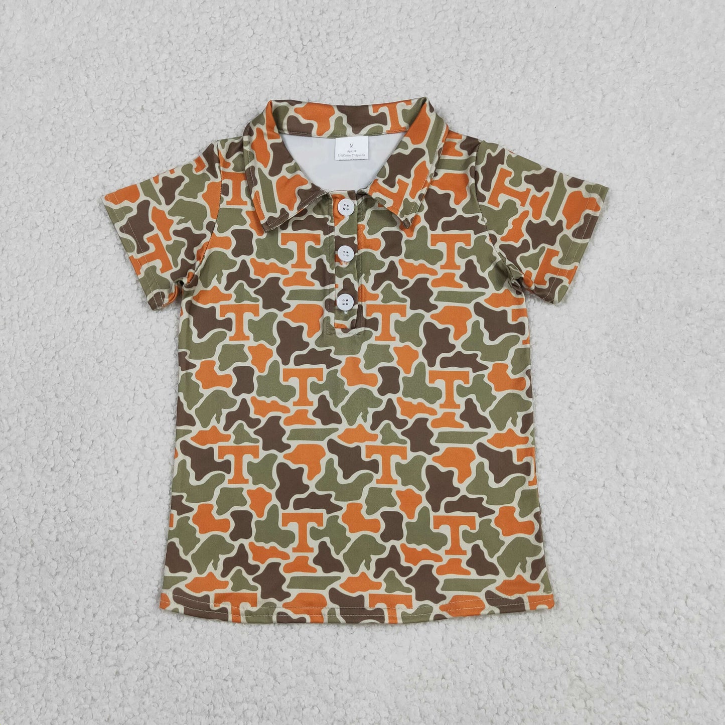 RTS NO MOQ milk silk BT1696 Baby Boys Short Sleeve Southern Camo Team Casual Button Polo Shirts Top