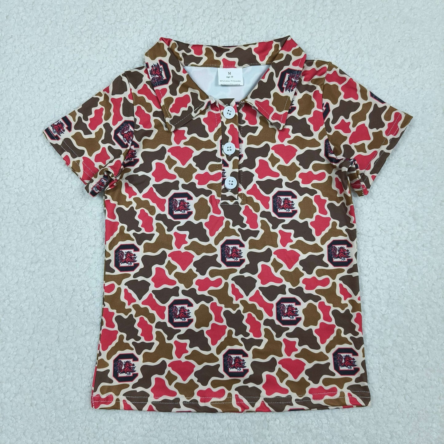 RTS NO MOQ Sibling milk silk Baby Boys Short Sleeve Southern Camo Collared Button Polo Shirts