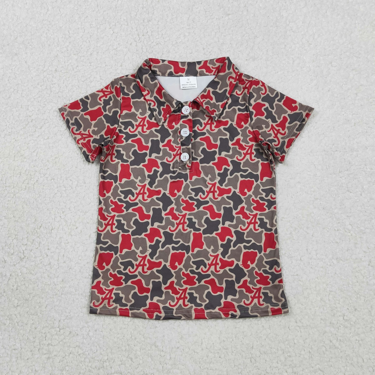 RTS NO MOQ BT1698  Baby Boys Camouflage Team Button Polo Shirts Short Sleeve Top for Kids