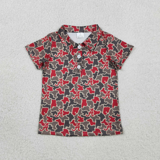RTS NO MOQ BT1698  Baby Boys Camouflage Team Button Polo Shirts Short Sleeve Top for Kids