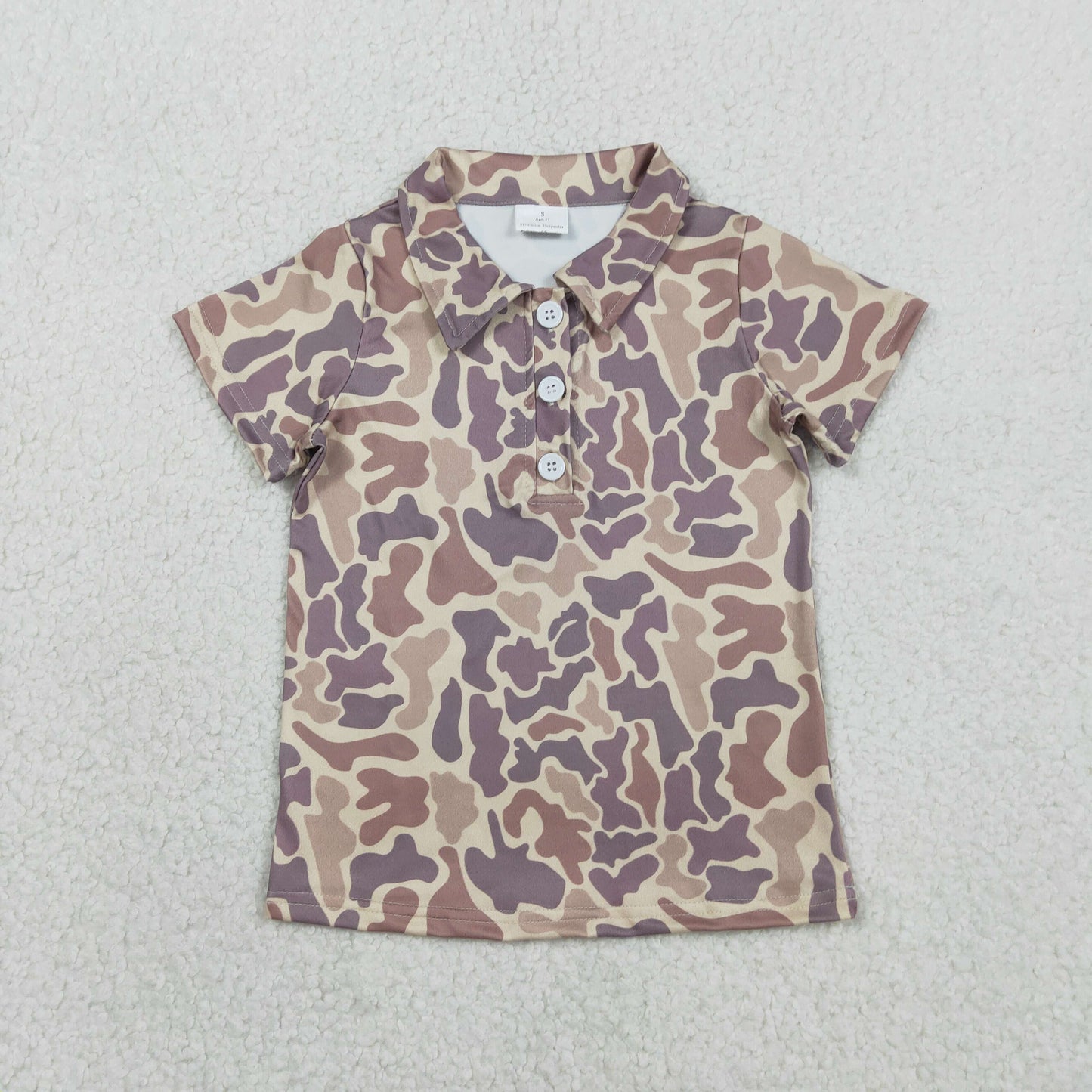 RTS NO MOQ BT1701 +SS0762 Baby Boys Southern Khaki Camo Polo Shirt with Pockets Short Sleeve Button up Top Camo Shorts Bottom Set