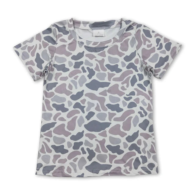 RTS NO MOQ Sibling Baby Boys Short Sleeve Camo Casual T-shirts Top
