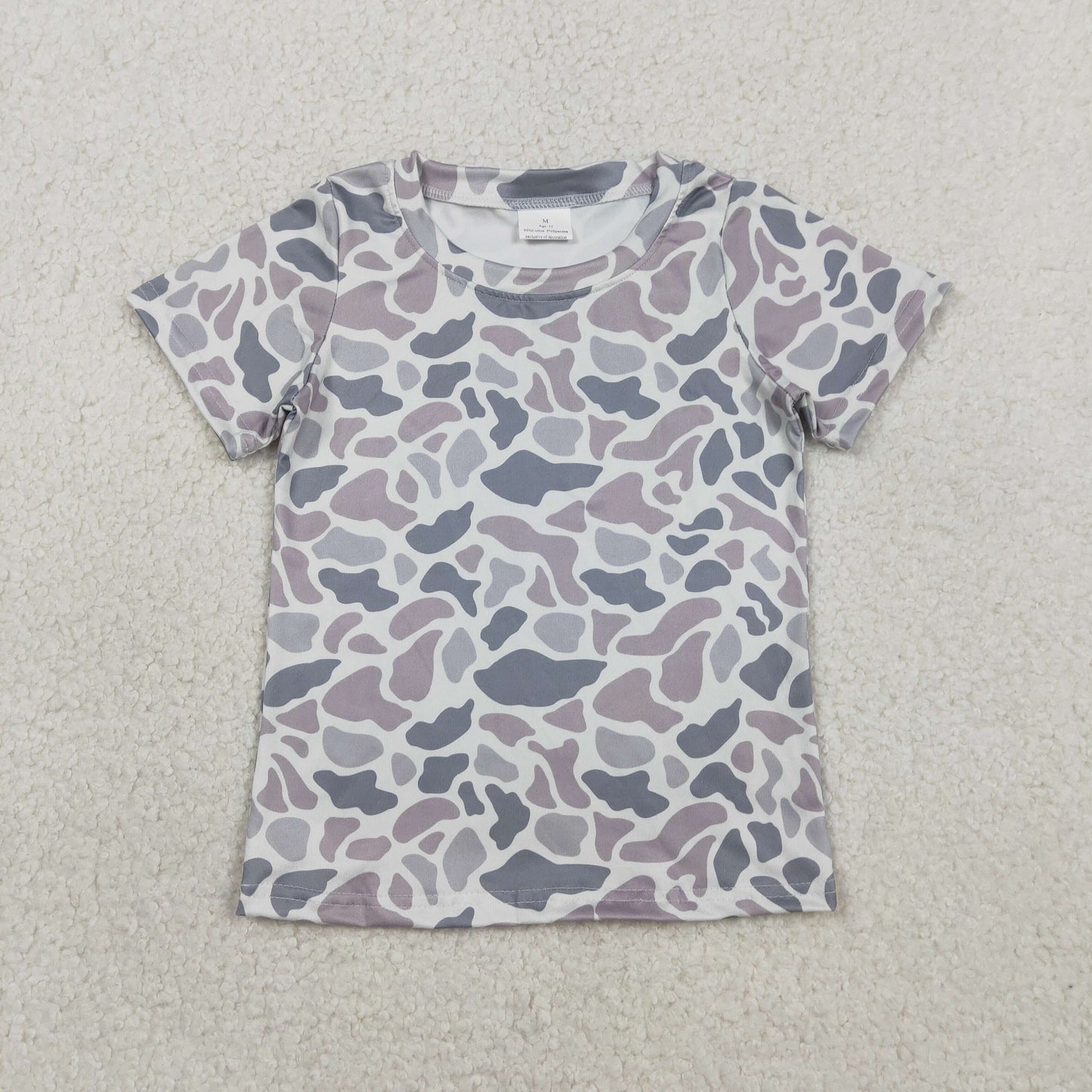 RTS NO MOQ BSSO1908 Baby Boys Southern Light Grey Camo Short Sleeve T-shirt with Pockets Bottoms Set Casual Comfortable Kids' Outfit