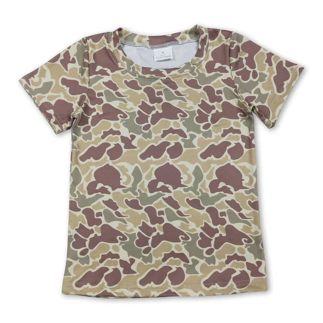 RTS NO MOQ Sibling Baby Boys Short Sleeve Camo Casual T-shirts Top