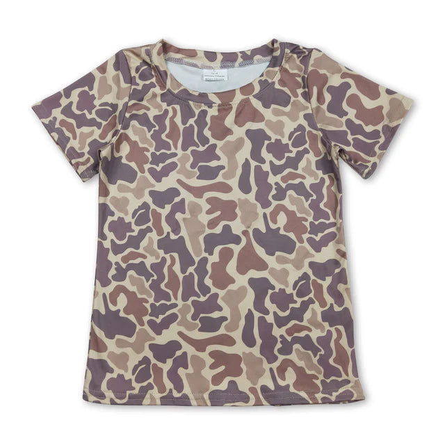 RTS NO MOQ Sibling Baby Boys Short Sleeve Camo Casual T-shirts Top