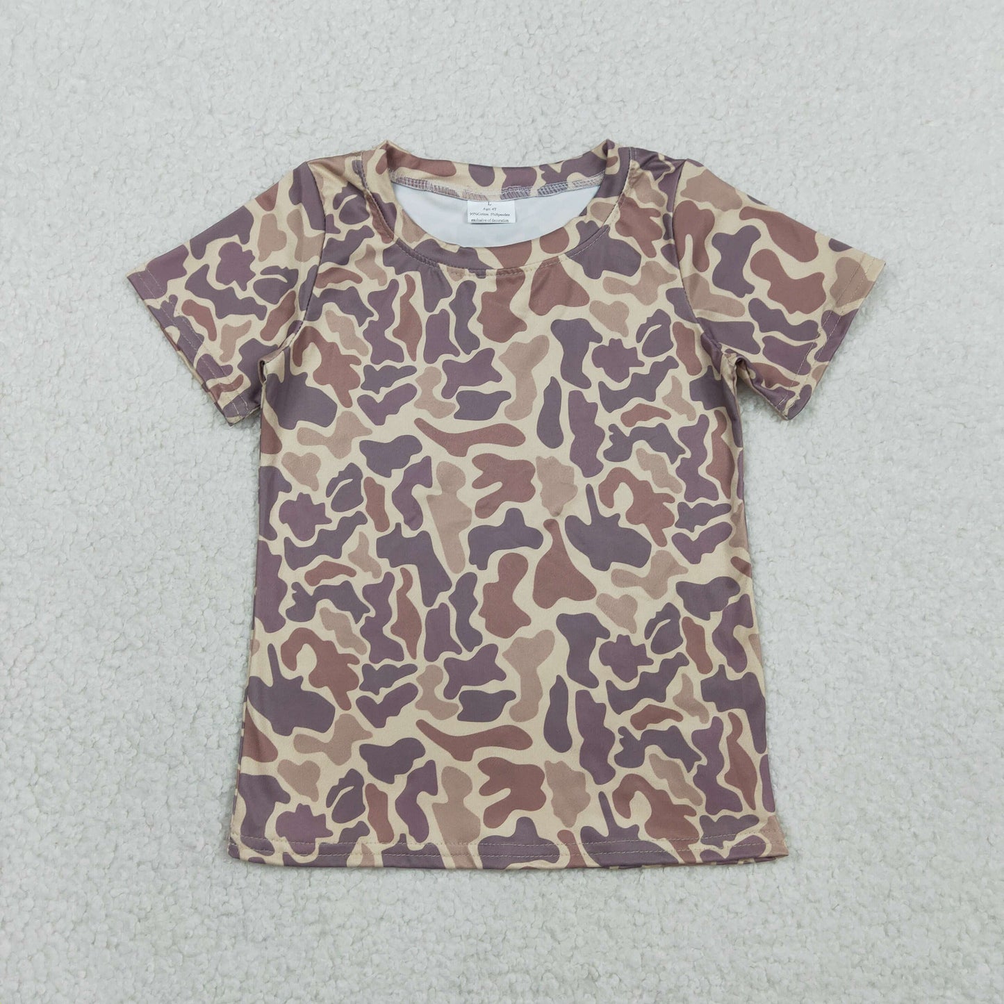 RTS NO MOQ BT1714+SS0772 Boys Short Sleeve Southern Khaki Camo T-shirts Top Baby Girls Brown Camo Yoga Active Ruffle Shorts Bottom