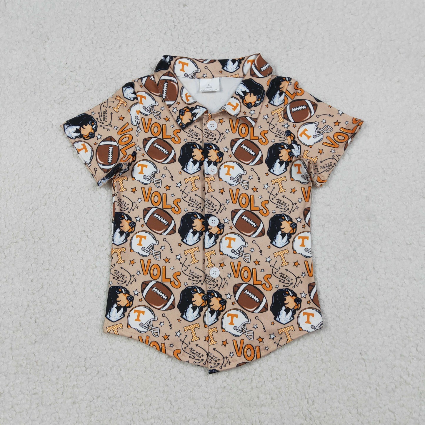 RTS NO MOQ BT1717 Baby Boys Football Dogs Team Button Shirts Top