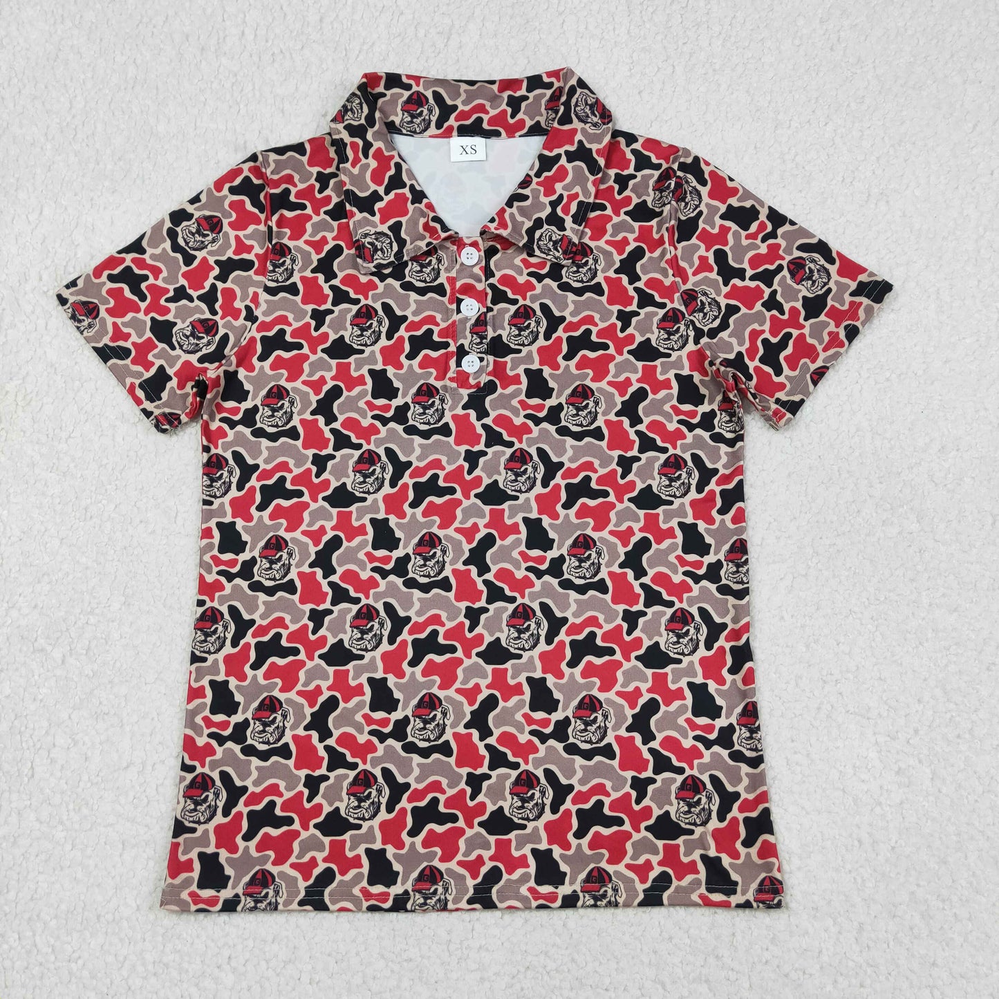 RTS NO MOQ BT1718 Adult Mens Short Sleeve Camo  Casual Button Polo Shirts