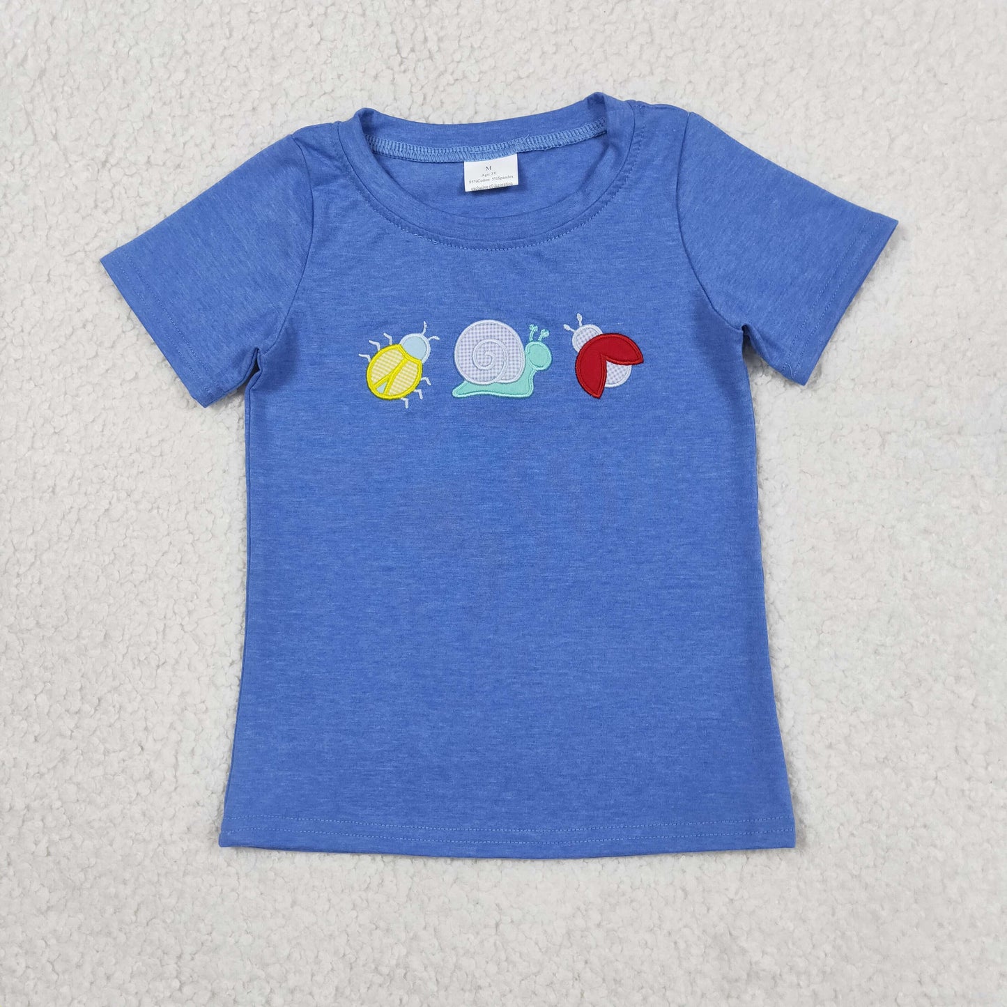 RTS NO MOQ Sibling Baby Boys Summer Embroidery Ladybirds Snails Short Sleeve Top Sleeveless Rompers