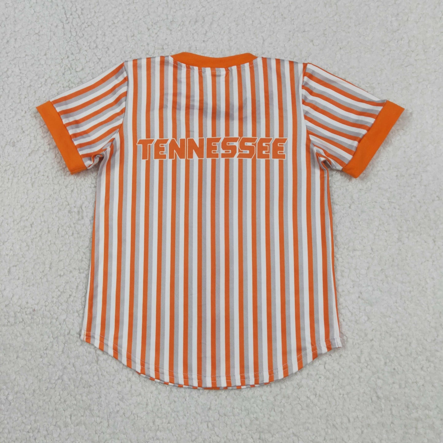 RTS NO MOQ BT1747 Baby Boys Orange Striped Team Button Tee Tops