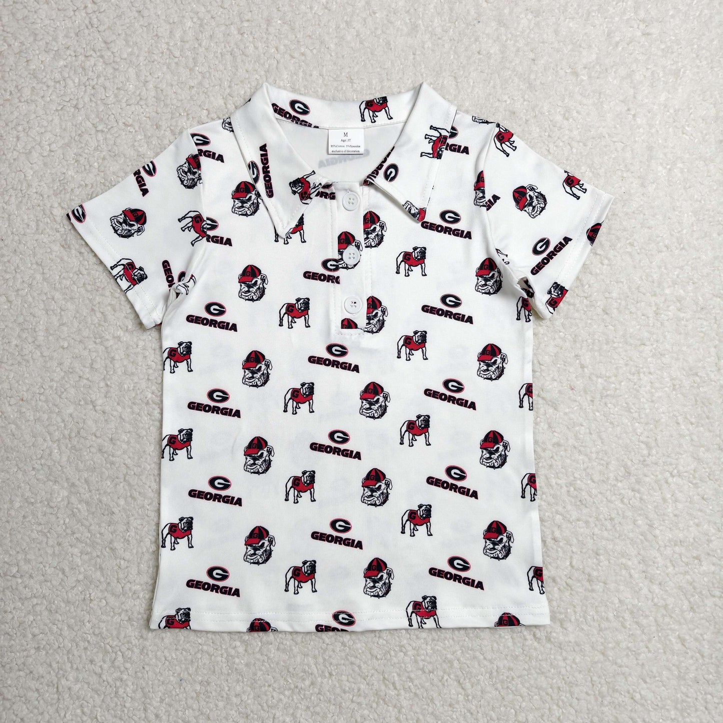 RTS NO MOQ milk silk BT1756  Baby Boys White Team Short Sleeve Button Polo Wear
