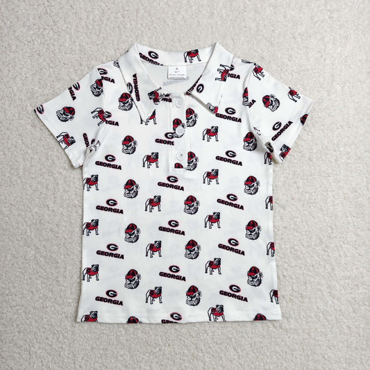 RTS NO MOQ milk silk BT1756  Polos For Kids  Boys White Team Short Sleeve Button Polo Wear