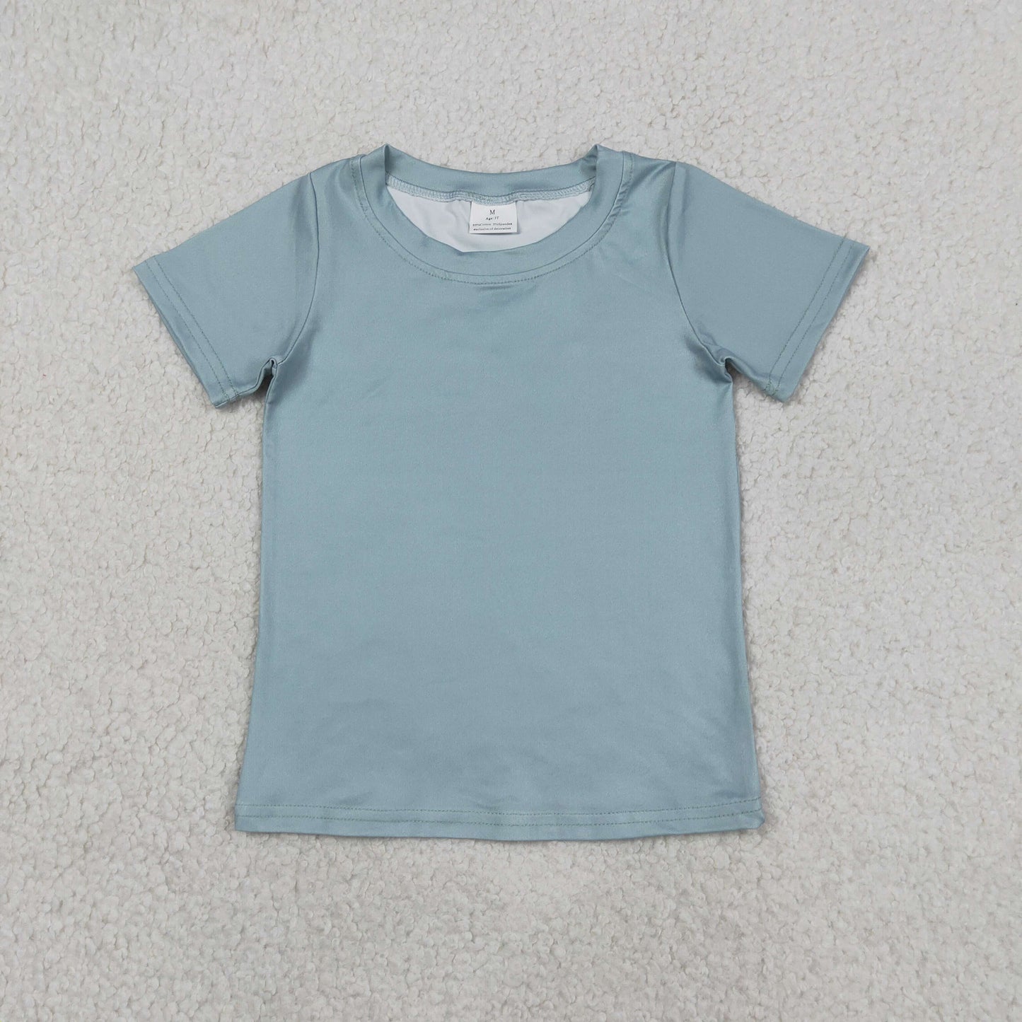 RTS NO MOQ BT1762 milk silk Baby Boys Casual Light Blue Short Sleeve Back Baseball Print T Shirt