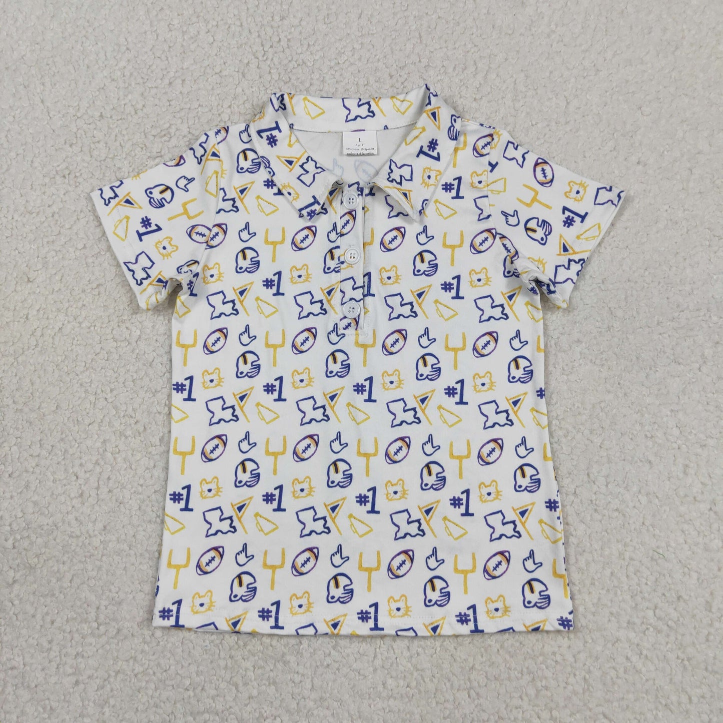 RTS NO MOQ milk silk BT1763 Baby Boys Footballs Team Short Sleeve Button Polo Shirts Top
