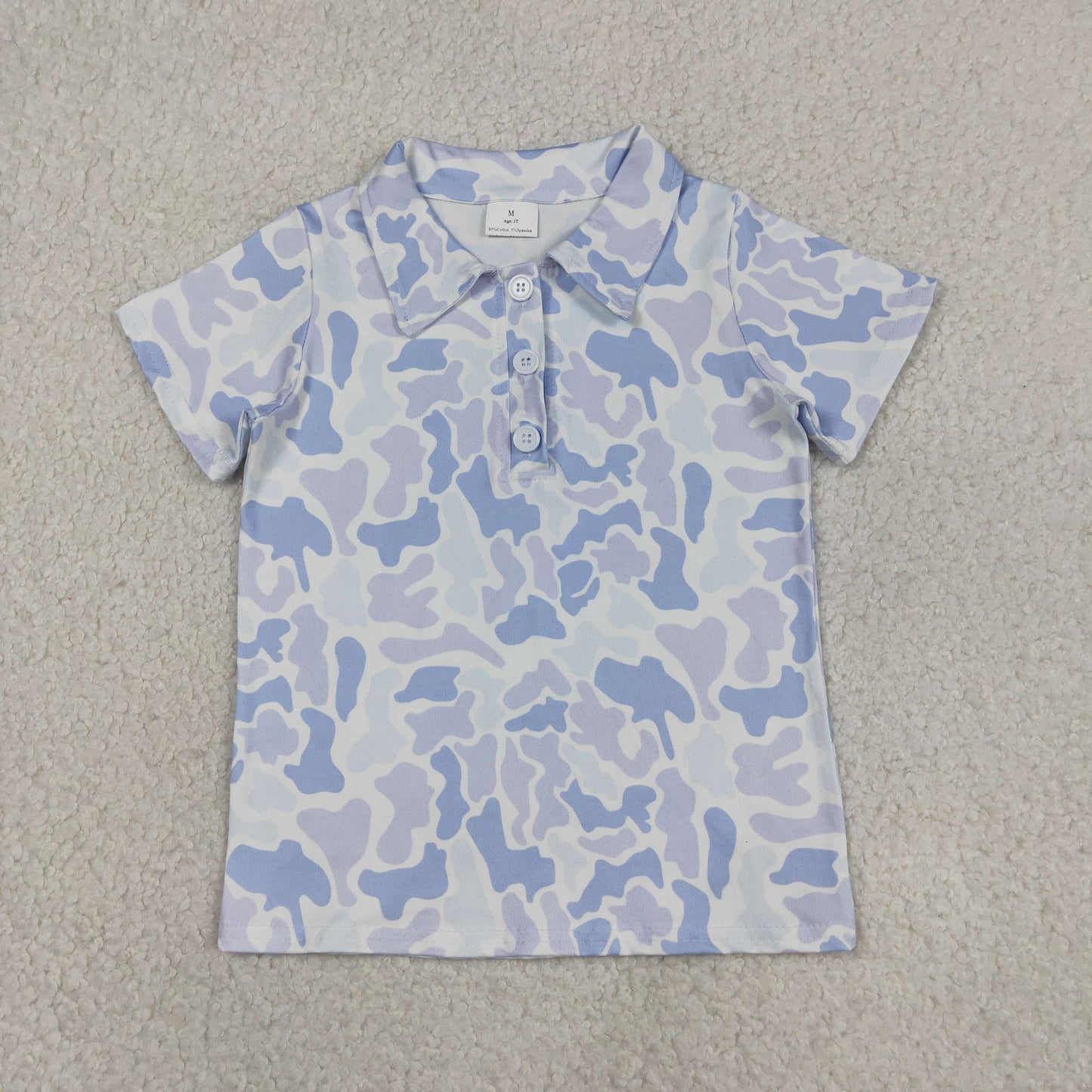 RTS NO MOQ milk silk BSSO2036（BT1766+SS0886）Baby Boys Fashion Southern Camo Light Grey Polo Top Shorts Se