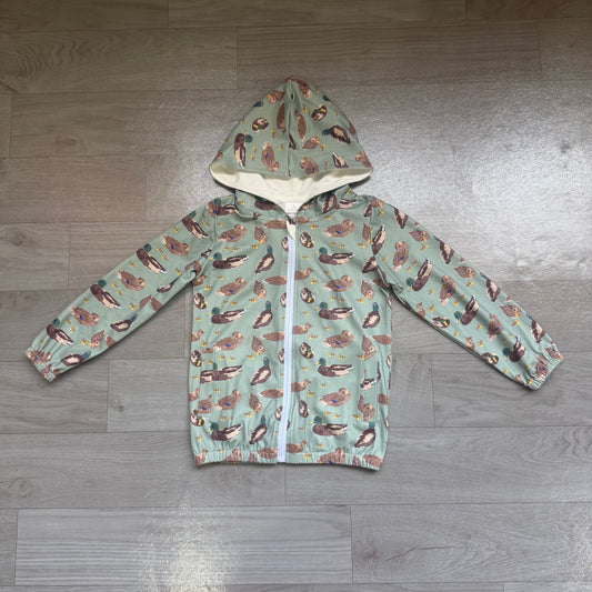 (Sample) No moq milk silk BT1818 Baby Boys Green Duck Hunting Zip Pocket Hoodie Jacket
