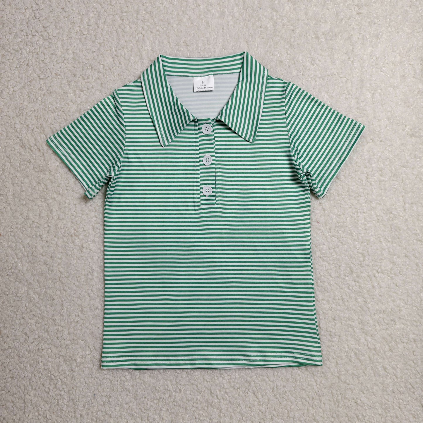 RTS NO MOQ Sibling milk silk Baby Boys Stripe Short Sleeve Button Front Shirts Summer Play Tops