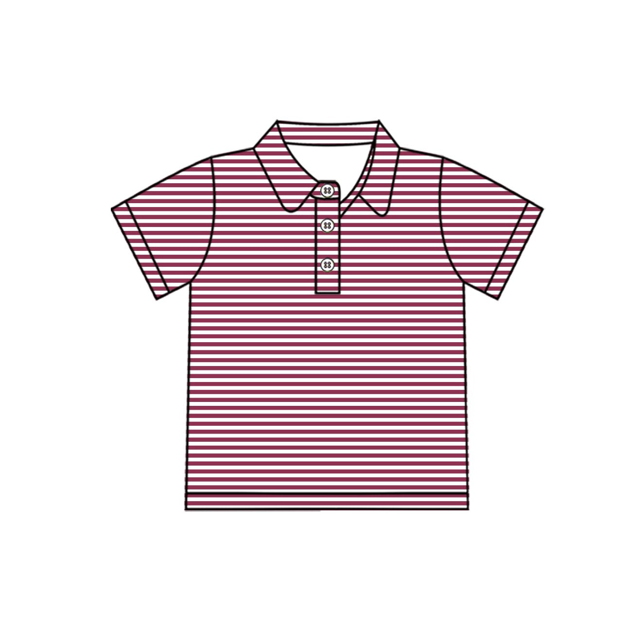 (Pre Order) No moq milk silk BT1833 Baby Boys Fashion Red Stripe Short Sleeve Button Top