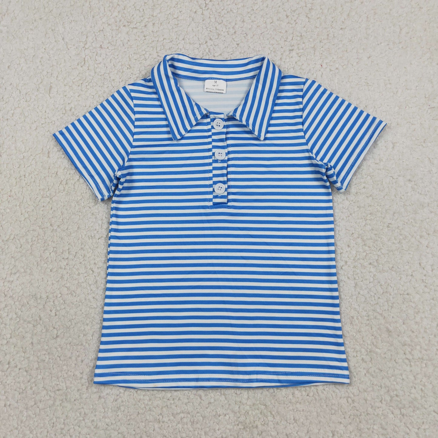RTS NO MOQ Sibling milk silk Baby Boys Stripe Short Sleeve Button Front Shirts Summer Play Tops