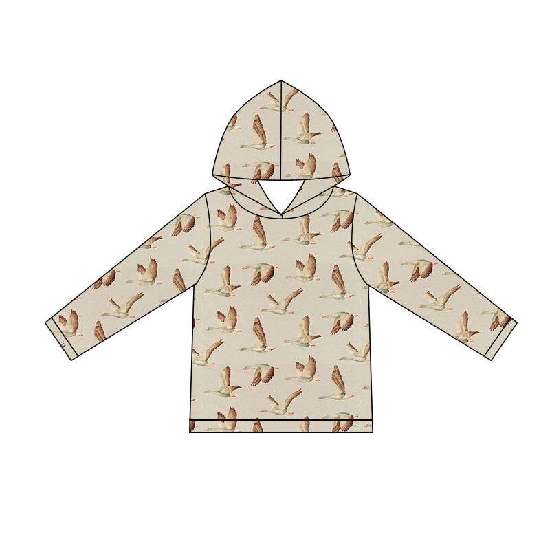 (Pre Order) No moq milk silk Baby Boys Long Sleeve Plaid Hunting Ducks Hoodies Top