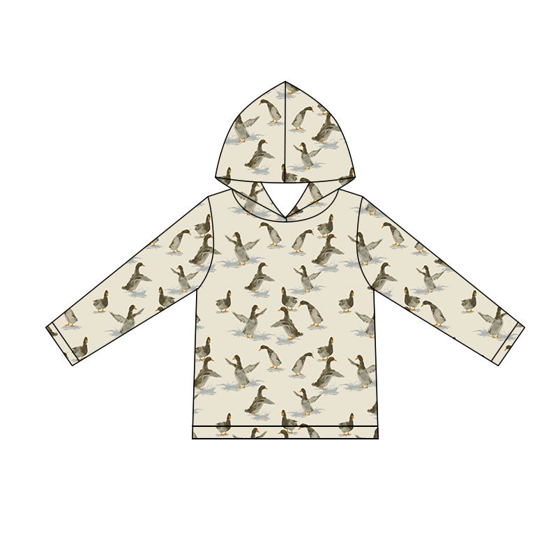 (Pre Order) No moq milk silk Baby Boys Long Sleeve Plaid Hunting Ducks Hoodies Top