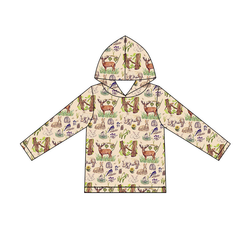(Pre Order) No moq milk silk Baby Boys Long Sleeve Plaid Hunting Ducks Hoodies Top
