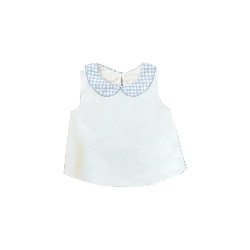 (Pre Order) No moq milk silk Baby Girls Checked Sleeveless Two Piece Tunic Bummies Set