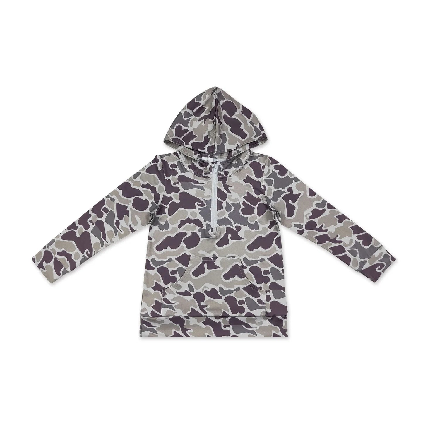 RTS NO MOQ milk silk Sibling Adult To Match Kids Long Sleeve Camo Print Zip Pocket Hoodies Tops Casual Fall Winter Tops