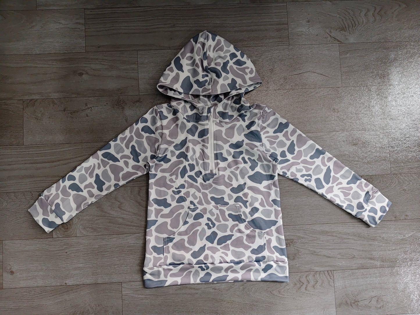 (Sample) No moq BT1849 Baby Boys Camo Long Sleeve Zip Front Hoodie With Multi Pockets  Tops