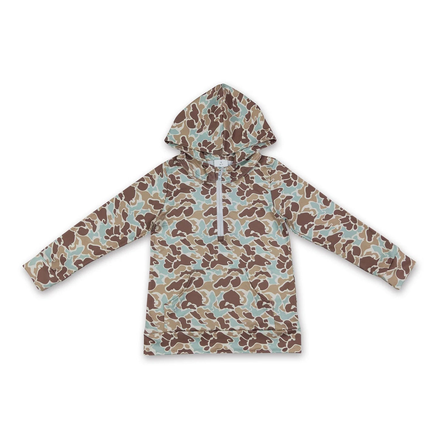 RTS NO MOQ milk silk Sibling Adult To Match Kids Long Sleeve Khaki Camo Print Zip Pocket Hoodies Tops Casual Fall Winter Tops