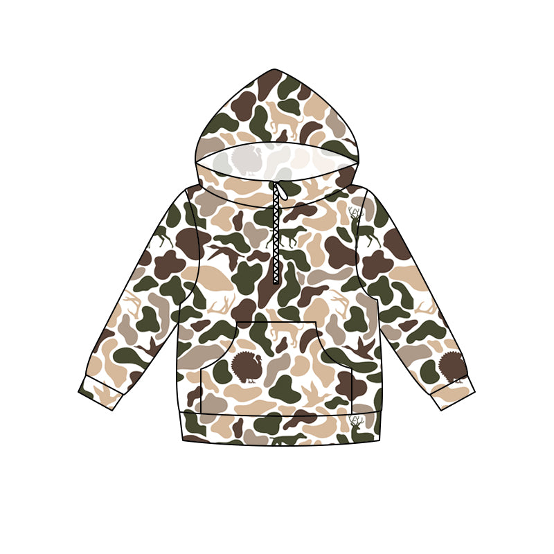(Pre Order) No moq milk silk Daddy and Me Boys Fashion Camo Long Sleeve Zipper Pocket Hoodie