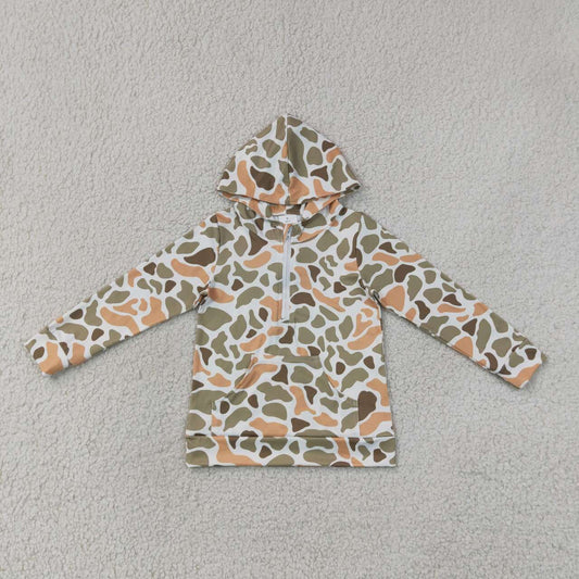 NEW RTS NO MOQ milk silk BT1853 Baby Boys Camo Hunting Zip Up Hoodie Pocket Long Sleeve Tops