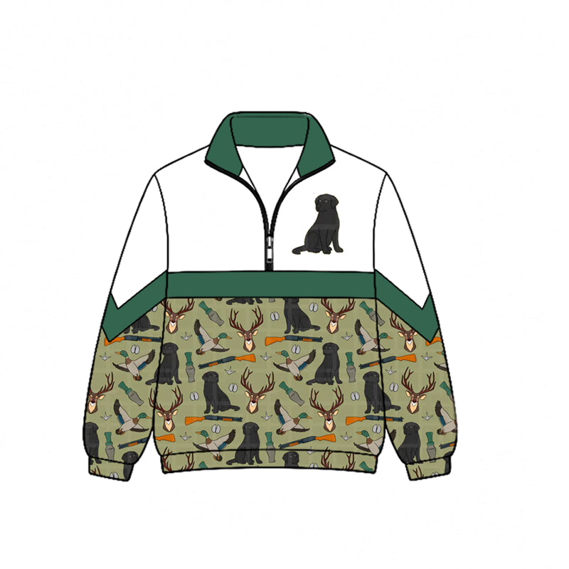 (Pre Order) No moq Baby Boys Camo Duck Hunting Print Half Zip Crew Neck Pullover Casual Top