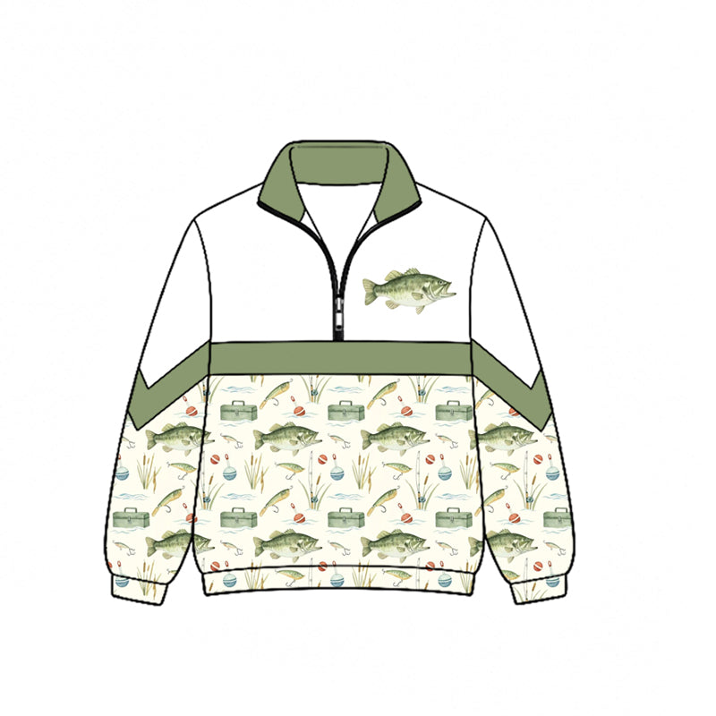 (Pre Order) No moq Baby Boys Camo Duck Hunting Print Half Zip Crew Neck Pullover Casual Top