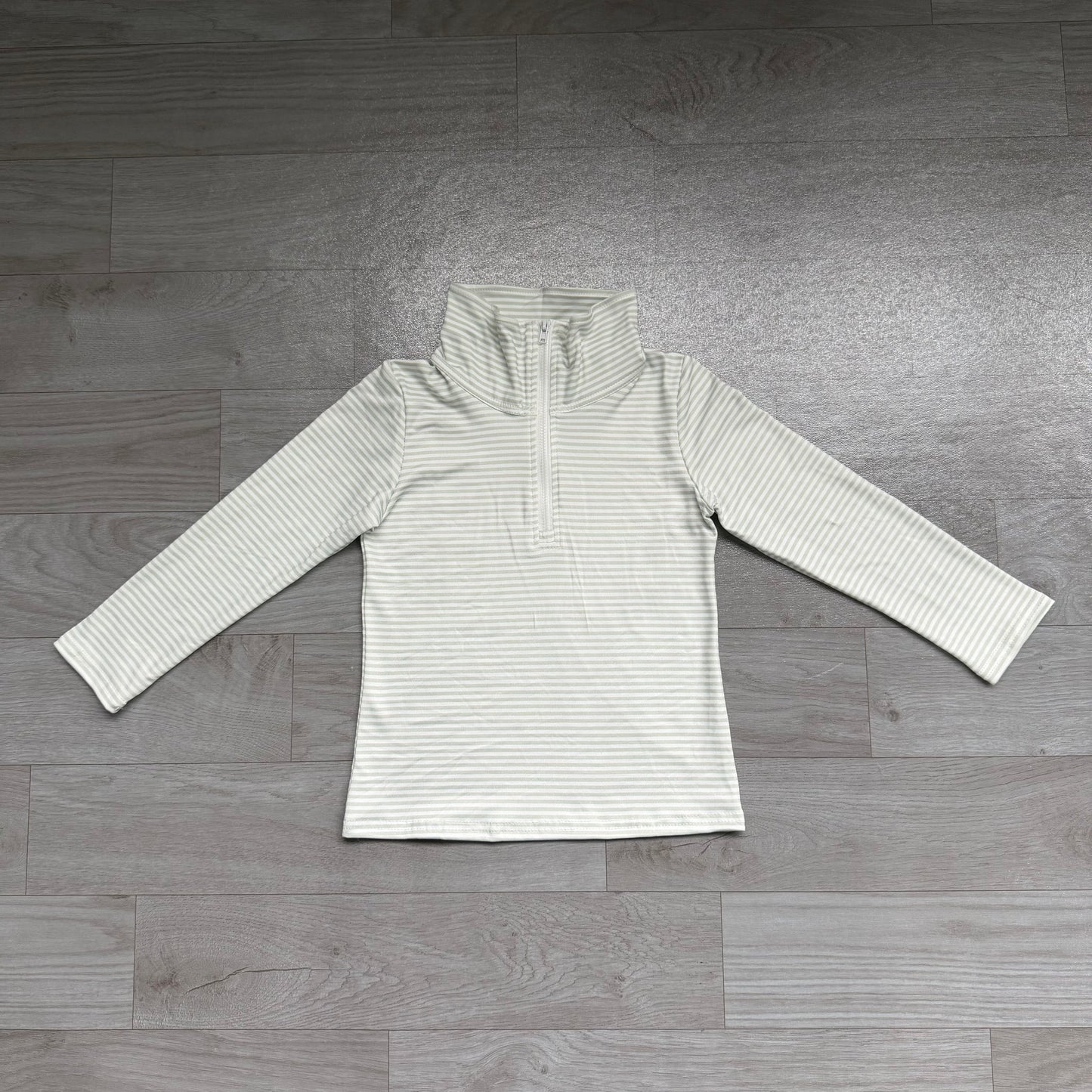 (Sample) No moq milk silk BT1876 Baby Boys Long Sleeve Green Stripe Zip Pullovers Casual Top
